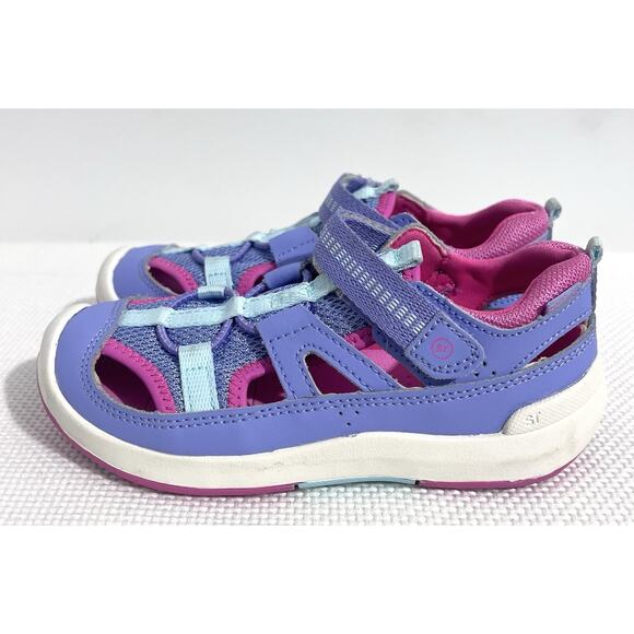 Stride Rite SRT Wade Running Girls Sandals 9.5W Blue Pink White Breathable Logo - Picture 2 of 10